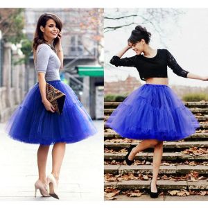 Stock Fluffy Tulle Skirt Petticoat Adult Elastic Waist Underskirt Layers Bridal Midi Tutu Skirts Women Prom Evening CPA539