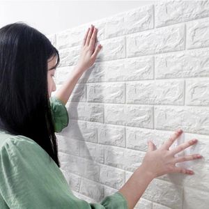 Bakgrundsbilder Heminredning Foam Brick Mönster Peel och Stick Wallpaper 3D Wall Panels PVC Decoration For Bedroom 70cmx1m Självhäftande