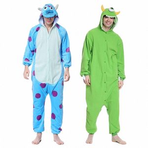 unisex carto onesies Sullivan Mike Erkek Kadın Çift Pijama Yeşil Mavi Komik Sevimli Tulum Halen Festival Kıyafet B4QN#