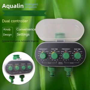 Timers Ball Valve Electronic Automatic Watering Two Outlet Four Dials Water Timer Garden Irrigation Controller for Garden, Yard #21032