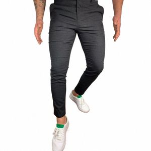 Nowe spodnie męskie Fi Busin spodnie ubrania letnie biuro towarzyskie szczupły streetwear klasyczny styl wygodne spodnie ołówkowe c8uu#