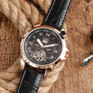 2019 NYA Fashion Mens Leather Strap Automatic Wrist Watch268d