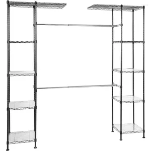 Hangers Expandable Metal Hanging Storage Rack Wardrobe With Shelves Clothes Closet Home Furniture Wardrobes For The Room Armoire Bedroom