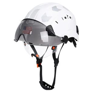Construction Safety Helmet with Visor Built In Goggles Reflective Stickers ABS Hard Hat ANSI Industrial Work CE Engineer Cap 240322