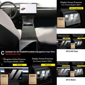 New Tempered Glass Protector For Tesla Model 3 2023+ Highland 2024 Car Rear Row Climate Touch Screen Protective Film