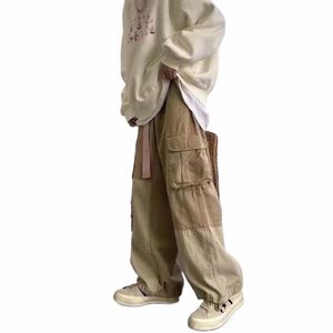 Baggy Black Cargo Pants for Men Khaki Cargo Byxor Male Vintage Loose Casual Autumn Japanese Streetwear Hip Hop Retro N9A9#