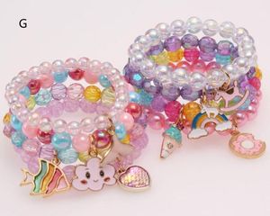 Multi Candy beads kids Lucky Jewelry Bracelet Happy Children love heart Charms bracelets Girl Student gift8445439