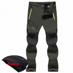Tactical Waterproof Hiking Men's Winter Breathable Stretch Softshell Fleece Lined Pants Outdoor Sport Autumn Trekking Pant L2xw#