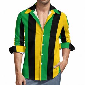 Jamaica Natial Flag Colors Vertical Rands Leggings Casual Shirt Men Harajuku Shirt Autumn Elegant Blue Overdimensionerade kläder 10d4#