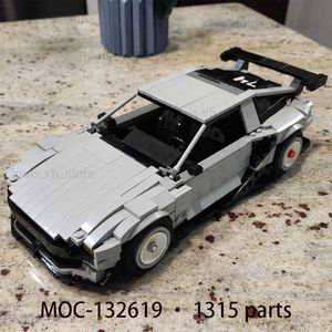 Bloklar 1315 Parts Supercar Racing Arabası MOC-132619 Yapı Taşları 1 16 Ölçekli Görme 74 Teknoloji Tuğlaları Diy Montaj Oyuncak Araç Modelleri T240325