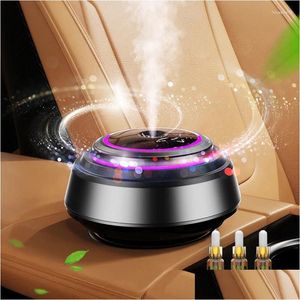 Car Air Freshener With Ambient Light Aroma Diffuser 30Ml Essential Oil Flower Per Cologne Flavoring For Cars Drop Delivery Automobiles Otu6D