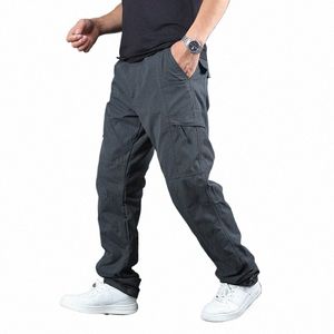 men's Winter Warm Cargo Pants Casual Thicken Fleece Pants Male Double Layer Multi Pockets Lg Trousers Military Pants With Belt a4Rv#