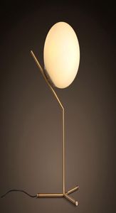 현대적인 흰색 유리 테이블 램프 글로브 그늘 LED 황동 책상 램프 침대 옆 거실 TA0688711739