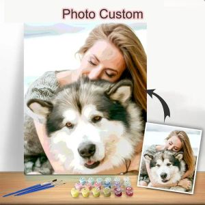 Numara Gatyztory 24/36 Renkli Kişiselleştirilmiş Fotoğraf Özel DIY Boyama Sayılarla Sevgililer İçin Özel Hediye Arkadaş Aile Evcil Hayvanları Tuval Boya