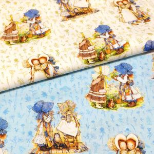 Fabric BTY 1 Yard Cotton Woven Fabric Retro Cartoon Characters, Vintage Holly Hobbies Girl