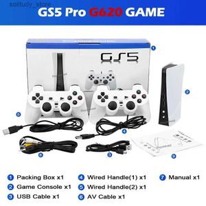 Portabla spelspelare Ny GS5 Pro G620 Videospelkonsol 8-bitars USB 2-kabel Handhållen Game Console 620 Classic Game Retro AV Output TV Game Console Q240326