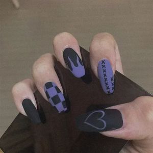 24 шт./кор. накладные ногти на Хэллоуин, накладные ногти с пламенем, наклейки для ногтей, набор для дизайна ногтей 240318