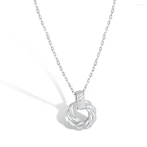 Catene STL coreano S925 collana in argento per ragazze Ins vento pasta fritta torsioni ciondolo rotondo semplice