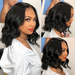 Xagujpo Body Wave v Short Brasilian Virgin Human Hair Wigs For Black Women Thin Glueless Clip Half Upgrade U Part Wig Nybörjarvänlig Sew In No Lim 180%