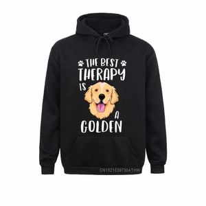 fitn Tight The Best Therapy Is A Golden Retriever Fur Mama Dog Men Sweatshirts Rife Fall Sportswears 43Y4#