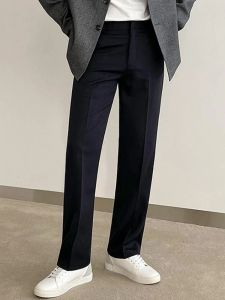 Mens Suits Blazers Wide Luxury Leg Medium Waist Suit Pants Straight Loose Korean Style Versatile Solid Color Simple Spring Drop Delive Otm3D