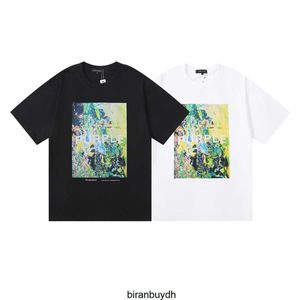 High Quality Summer Fashion Purple Brand Oil Painting Print Mens and Womens Loose Leisure Round Neck Short Sleeved T-shirt