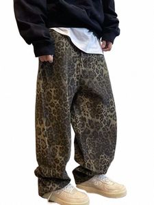 Hip-Hop Street Progality Leopard Print Men Pants Harajuku Skateboard Workwear Y2K Goth New Low-Waist Wide-Leg Pants V1e5#