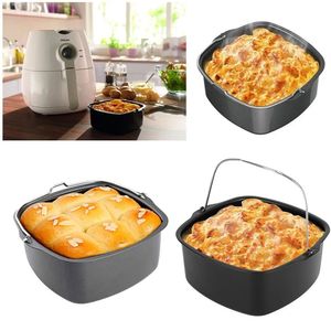 Square Cake Baking Tray Nonstick Air Fryer Basket Pizza Plate Dish Pot Bakeware Kök Köksverktyg 240318