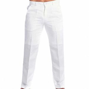 2023 Men's Stand Pocket Casual Linen Pants Solid White Gray Trouser Plus Size 3xl Mens Elegant Fi Sweatpants Men Streetwear g2UZ#