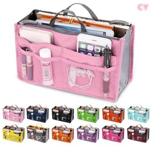 Borsa con inserto per organizer Borsa da viaggio in nylon da donna Borsa con organizzatore Borsa grande fodera Lady Borsa per cosmetici per trucco Borsa femminile economicaWEE5948223