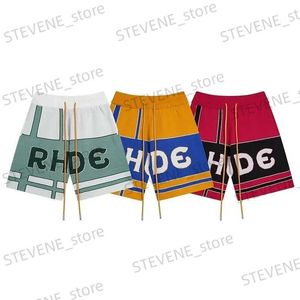 Men's Shorts CINESSD Fashion Stitching Contrast Color Jacquard Letter Loose Casual Knit Breathable Shorts 2023 Summer Mens Fifth Pants T240325