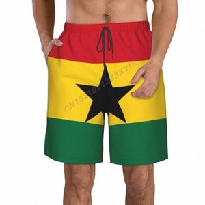 summer Men's Ghana Flag Beach Pants Shorts Surfing M-2XL Polyester Swimwear Running y5Es#