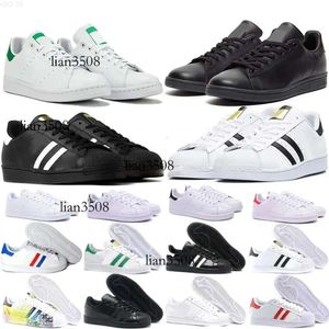 Лучшие модные повседневные туфли Stan Smith Superstars для мужчин и женщин, тройные, черные, белые, Oreo Laser, спортивные кроссовки на золотой платформе, кроссовки на плоской подошве