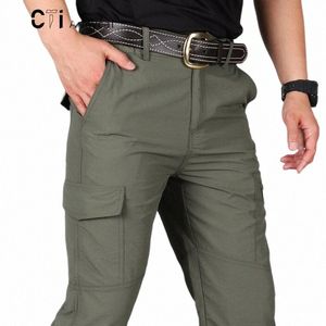 Spodnie swobodne mężczyźni letnie taktyczne spodnie treningowe wojskowe styl wojskowy piepty ładunkowe wodoodporne szybkie suche stałe spodnie i89q#