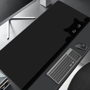 Mäuse Schwarzes Mauspad Kawaii Katze Niedliche Schreibtischmatte Laptop Gaming Mousepad Japan Gamer Teppich Große Computer-Schreibtische Zubehör Mausmatten