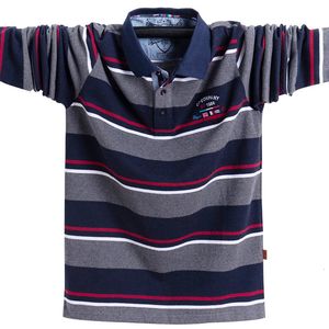Men Polo Shirts High Quality Striped Polo Shirt Fashion Casual Long Sleeves Polo Shirt Brand Clothing Autumn Winter 5XL Size 240311