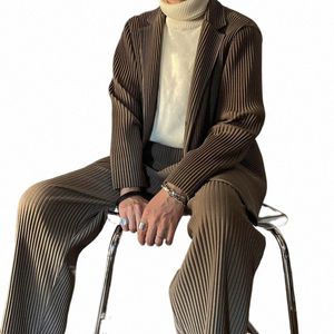 Yudx miyake plisowane spodnie High Street Drapey luźne solidne kolory proste spodnie ołówkowe spodnie męskie spodnie w stylu vintage menu ubrania d70m#