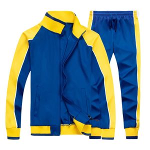 Мужской спортивный костюм в стиле пэчворк, весна-осень, модная повседневная куртка на молнии и спортивные штаны, комплект из 2 предметов, уличная мужская спортивная одежда S2XL 240312