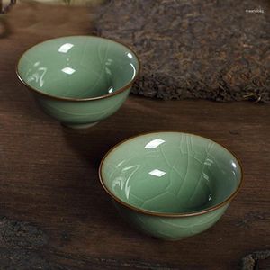 Zestawy herbaciane Longquan Celadon Tea Cup Ceramiczny GE Kiln Ice Crack Master Pojedyncza miska