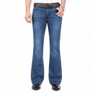 Freies Schiff Männer Hohe Qualität Busin Casual Boot Cut Jeans Mittlere Taille Flares Semi-Flared Bell-Bottom-Hosen Größe 27-38 n9lS #