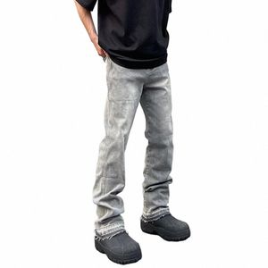 mager jeans män grå sommar high street pantales hombre enkla smala byxor streetwear vintage fit höst y2k denim byxor j3yw#