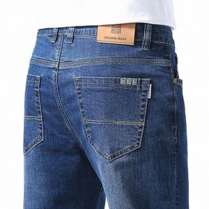 spring/summer Plus Size Men's Busin Jeans Men's Straight Elastic Loose Jeans Lg Pants Classic High Quality Brand Jeans l3yO#