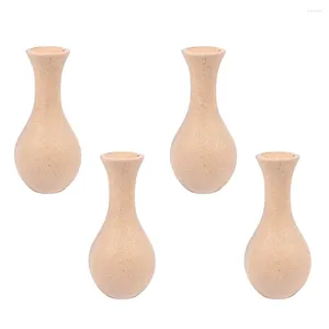 Vases 4 Pcs White Body Vase Model DIY Painting Flower Container Desktop Bottle Wooden Novel