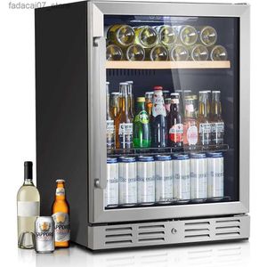 Refrigerators Freezers Mini refrigerator 24 inch beverage and wine cooler with built-in or independent -120 can refrigerant cooler with white internal light Q240326