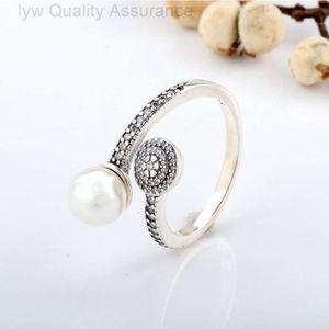 Designer pandoras ring Pans New Silver Plated Halo Pearl Ring Temperament Luminous White Pearl Ring Female