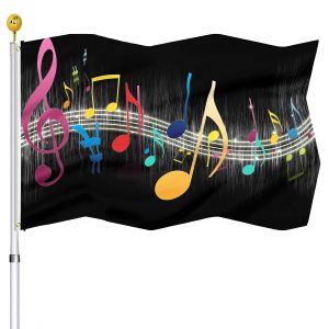 Accessories Music Musical Note Flag Party Outdoor Indoor Home Decor Flags Polyester Double Stitched with Brass Grommets for Women Men Gifts