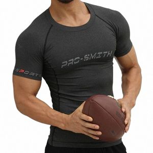 Homens Quick Dry Fitn Impresso Tees Esporte Ao Ar Livre Correndo Escalada Mangas Curtas Camisa Collants Musculação Tops Corest T-shirt n6fS #