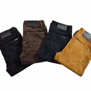 2023 New Autumn Men's Thick Corduroy Stretch Casual Pants Classic Style Khaki Slim Trousers Male Brand Clothes X1Cq#