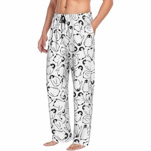 Męskie Casual Pajama LG Pant Loose Elastyczne pasy Pingwiny Druku