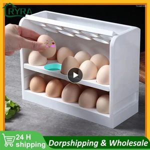Depolama Şişeleri 30 Izgara Yumurta Kutusu Dönen Buzdolabı Tutucu Konteyner Mutfak Masası Organizercase Buzdolabı Alan Kurtarıcı Organizatör